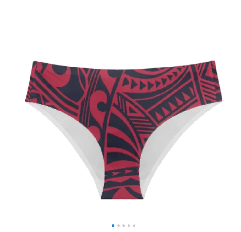 Customized Red Polynesian Pattern Breathable Seamless Women Female Lingerie Pants Shorts Underwear Sexy Panty Women's Panties