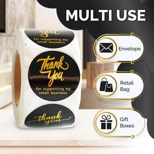 Etiquetas Autoadhesivas Negras Impermeables de 2 Pulgadas, Pegatinas de Agradecimiento por Apoyar Mi Pequeña Empresa - Product Image 2