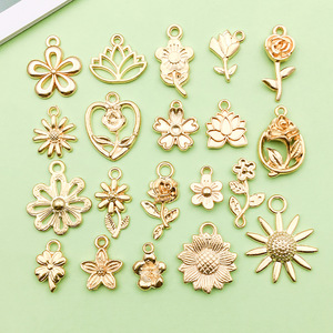 Breloques en forme de fleur, pendentif en alliage de Zinc, ton doré, pour la fabrication de bijoux, accessoires unisexes - Product Image 1