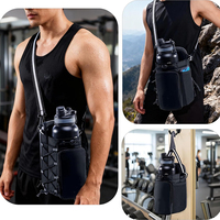 Sac de sport portable en polyester avec fermeture éclair, poche pour téléphone et sangle réglable, idéal pour le sport en extérieur et le fitness, avec porte-bouteille d'eau