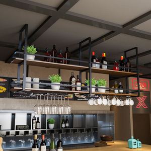 Phong Cách Châu Âu Thiết Kế Hiện Đại Sắt Rắn Trần Kệ Nổi Treo Rượu Vang Giá Cho Các Thanh Lưu Trữ Kệ - Product Image 5