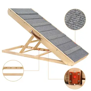 3 Step Wooden Adjustable Dog Ramp Stairs Folding Portable 2-in-1 Pet Ramp For Bed