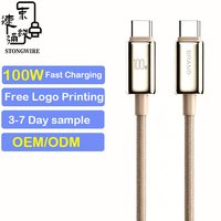 Cable de Datos Tipo-C a Tipo-C de Alta Calidad, 1m 2m, 100W 5A PD 3.1, Carga Rápida, Trenzado de Nailon, USB-C, Logotipo Personalizable, para Cámara IOS