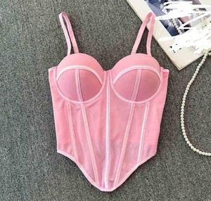 Corsé ajustado de malla retro básico de moda para mujer, venta al por mayor de fábrica, <span class=keywords><strong>top</strong></span> tipo corsé ajustado de verano - Product Image 3