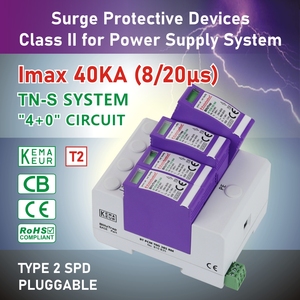 Telebahn AC SPD 4P 275V 320V 385V 20kA -40kA KEMA T2 dispositif de protection contre les surtensions <span class=keywords><strong>TN</strong></span>-S à <span class=keywords><strong>3</strong></span> phases Protection contre les surtensions - Product Image 3