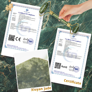<span class=keywords><strong>Pietra</strong></span> Gua Sha in Giada Xiuyan Verde 100% Naturale con Logo Gratuito Massaggiatore <span class=keywords><strong>Viso</strong></span> Guasha Originale - Product Image 4