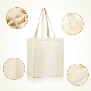 Custom Logo Long Handle Shoulder Strap Party Gift 6-Wine-Bottle Canvas Tote Bag Divider Pockets Eco-Durable Reusable <b>Box</b> - Product Image 4