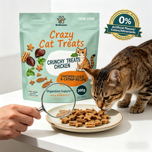 Snacks Saludables para Gatos de Marca Privada, Textura Crujiente, <span class=keywords><strong>Pollo</strong></span> y Hígado Reales, Sin Granos, con Catnip y Soporte Digestivo - Product Image 4