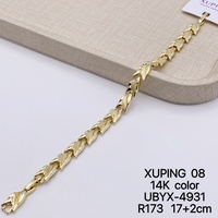 Bracelet de mode Xuping Jewelry, plusieurs styles, chaîne couleur or 14K, bracelet à maillons pavés de CZ synthétiques, vente en gros pour femmes