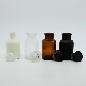 Botella de Reactivo de Boca Ancha de Vidrio Ámbar, Botella de Reactivo de Vidrio Marrón con Tapón de Corcho para Laboratorio Químico - Product Image 5