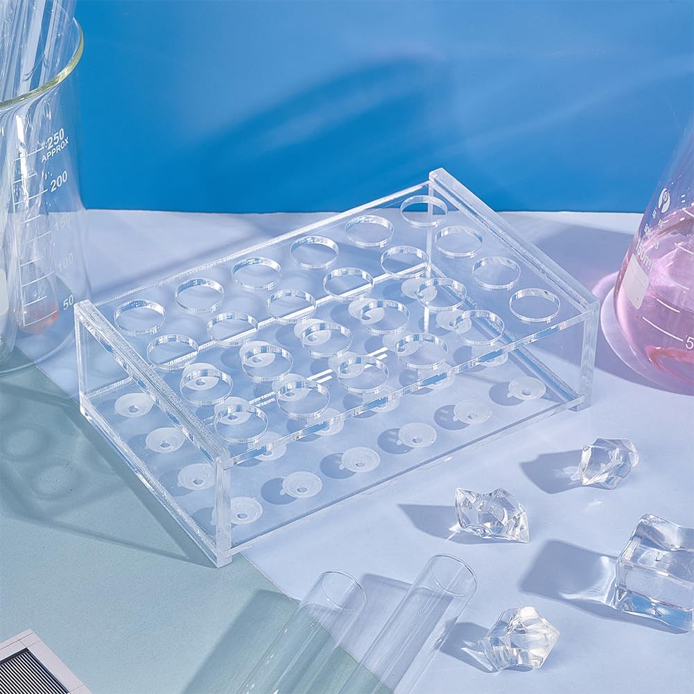Plexiglas reageerbuisrek transparant reageerbuishouder dubbele rijkolom reageerbuisrek druppelaar rek chemische experimentapparatuur (5 ml (50 gaten