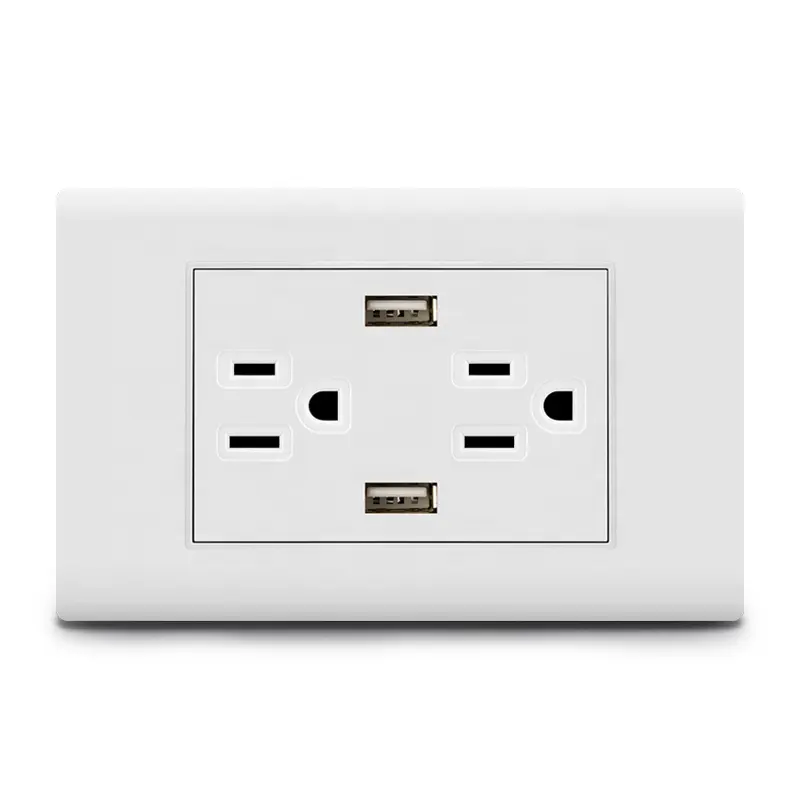 Hot Selling America Standard Usb Charger Outlet TR 125V 4.8A Dual Wall Usb Socket Plug