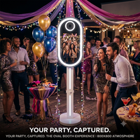 Photomaton ovale de 15,6 pouces avec flight case robuste - Photomaton miroir magique DSLR pour fêtes, mariages et locations d'événements