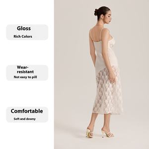 Robe d'été pour femmes SQ3909 Europe États-Unis transfrontalier nouvelle dentelle semi-transparente Satin sangle de cerclage pur solide - Product Image 1
