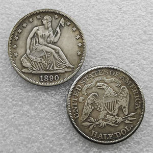 Pièces de monnaie commémoratives de style antique, demi-dollar Liberty assise, États-Unis, 1850-1890, cadeaux, décoration intérieure - Product Image 6