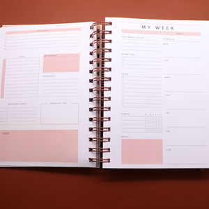 Joytop-diario con textura de mármol A5, 15 anillos, 12 meses, espiral, semanal sin fecha, Agenda, 2023 - Product Image 6