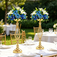 Décoration de mariage : Bougeoirs de table en fer forgé doré, supports de fleurs en macramé pour allée, centre de table pour passerelle
