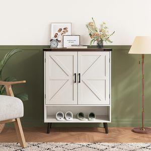 Meuble à chaussures moderne en bois SENYU avec 5 étagères, rangement de style farmhouse pour entrée, mobilier de maison - Product Image 2