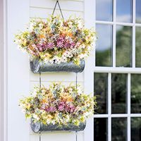 6 Bundel Bunga Daisy Sutra Tahan UV, Buket Bunga Artifisial untuk Dekorasi Rumah dan Luar Ruangan
