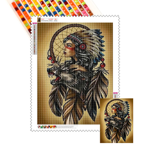 DIY Diamond Painting Full Drill Creative Tribal Girl with <strong>Wolf</strong> Diamond Painting <strong>Portrait</strong> Picture - Product Image 1