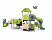 Équipement de jeu extérieur pour maternelle : Château en panneaux PE, toboggan spiralé et filet d'escalade pour aire de jeux pour enfants, parc de trampolines et jardin