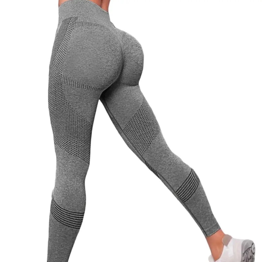 Gym Wear Tights Yoga Pants Push Up Solid Color High Waist Quality Nylon Spandex Polyamide Elastic Seamless Jacquard Leggings