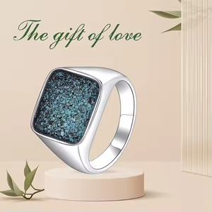 Đồ trang sức mỹ 925 Sterling Bạc Hình Học Vuông <span class=keywords><strong>Turquoise</strong></span> Đá Nhẫn cho phụ nữ - Product Image 4