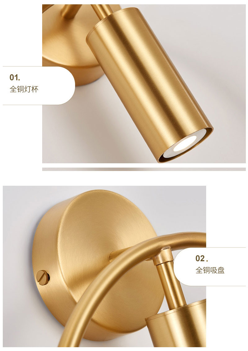 Modern Gold Decorative Mount Indoor Interior Ring Beside Bed LED Wall Light Fixtures