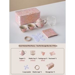 Juego de Té Completo Rhyme Peony, Pintado a Mano con Tallado en Relieve y Degradado, Estilo Chino Moderno, Tetera de Cerámica para Sala de Estar y Hospitalidad - Product Image 6