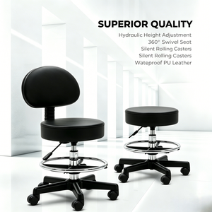 Taburete Hidráulico Ajustable para Salón, Taburete de Trabajo de Altura Ajustable en Cuero PU Impermeable para Salón de Belleza, Spa, Tienda de Uñas y Tatuajes - Product Image 1