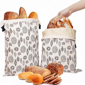 Lot de sacs à pain réutilisables en coton pour usage quotidien, conservation des aliments, pâte à sourde maison, maintien au frais, compatibles congélateur, lavables, grande fermeture éclair - Product Image 2