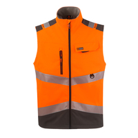 Gilet Softshell pour homme, imperméable, coupe-vent, doublure en microfleece, impression numérique réfléchissante haute visibilité - Équipement de travail par temps froid