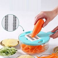 Set Peralatan Dapur Ramah Lingkungan: 12 Pisau Manual Stainless Steel untuk Memotong Buah & Sayur, Dilengkapi Parutan dan Chopper