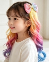 En gros Pinces à cheveux nœud pour enfants, Pinces à cheveux perruque bouclée dégradée, Accessoires capillaires mignons pour filles pour fêtes et spectacles