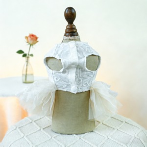 Vestido para perros, falda de tul blanca, estilo floral retro para bodas, para perros pequeños y medianos, primavera, verano, cuatro estaciones, poliéster - Product Image 2