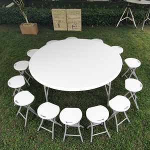 Bàn Gấp Dã Ngoại Ngoài Trời 4ft 6ft 8ft Giá Rẻ Kèm Chân Gấp Bằng Kim Loại Bàn Gấp Tròn Bằng Nhựa Di Động Và Ghế THẬM CHÍ - Product Image 2