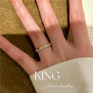 Bague en argent sterling S925 plaqué or pour femme, style mode quotidienne, sertissage en canal, par King Silver Jewelry - Product Image 5