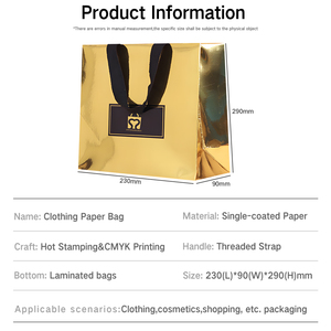 Vật Liệu Đặc Biệt Vàng Bạc Tông Quà Tặng Sang Trọng Mua Sắm Túi Mỹ Phẩm Quần Áo Bao Bì Túi Giấy Với Logo - Product Image 3