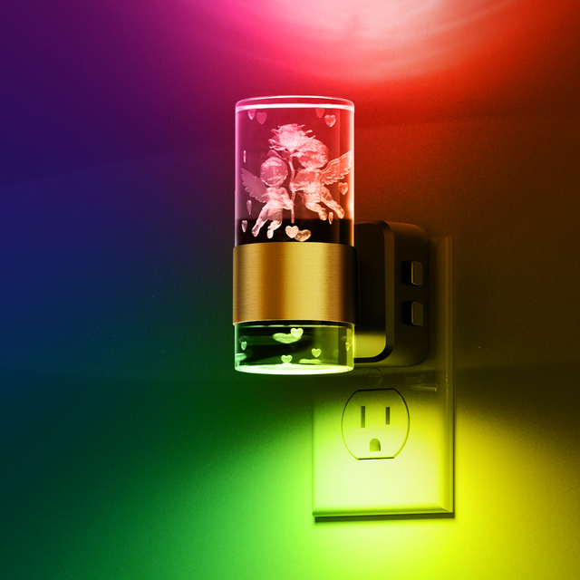 LOHAS Cupid Style RGB Night Light Dusk Dawn Sensor Elegant Color Changing Dimmable Plug-In Wall Night Light for Bedroom Living