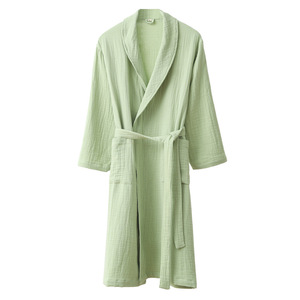 Peignoir en gaze à trois couches, style <span class=keywords><strong>H</strong></span>, manches longues, unisexe, absorbant, doux, respectueux <span class=keywords><strong>de</strong></span> la peau, <span class=keywords><strong>chemise</strong></span> <span class=keywords><strong>de</strong></span> <span class=keywords><strong>nuit</strong></span>, pyjama, vêtements d'intérieur - Product Image 1