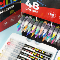 48 couleurs de marqueurs acryliques pour tissu, peinture sur roche, pierre, céramique, verre, toile, bois, bricolage, fabrication de cartes