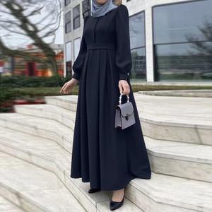 HANO Traditionelle muslimische Kleidung & Accessoires Bekleidungs hersteller Pure Color Belt Zip Muslim Long Islamic Turkish Dress - Product Image 5