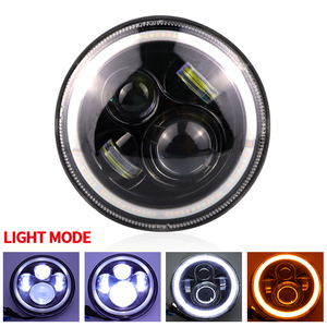 ไฟหน้าแบบลำแสง LED ทรงกลม7นิ้วลายจุดไฟหน้าแบบฮาโลเจน Hi-Lo Angel Eyes Farol สำหรับ <span class=keywords><strong>Jeep</strong></span> Wrangler Fusca Kombi Troller <span class=keywords><strong>Jeep</strong></span> <span class=keywords><strong>Willys</strong></span> - Product Image 4