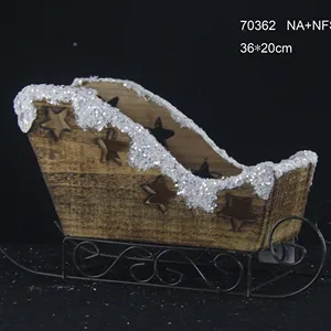 Small Wood Craft Sled Christmas Decor Wooden Sleigh For Xmas Home Decoration