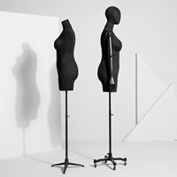 Maniquí de Plástico de Medio Cuerpo, Recubierto de Tela Negra, Talla Grande, para Mujeres con Caderas Anchas y Figura Curvilínea, con Brazos de Madera