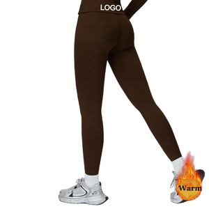 Leggings de Yoga con Forro Polar y Logotipo Personalizado, Pantalones Cálidos de Cintura Alta para <span class=keywords><strong>Mujer</strong></span>, Pantalones Ajustados para Correr, <span class=keywords><strong>Senderismo</strong></span> y Fitness al Aire Libre en Invierno - Product Image 1