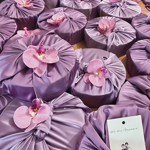Elegante Caja de Regalo de <span class=keywords><strong>Boda</strong></span> Cilíndrica de Satén Rosa Pálido con Adorno de Flor Artificial y Orquídea, Empaque de Regalo Nupcial de Lujo <span class=keywords><strong>para</strong></span> <span class=keywords><strong>Invitados</strong></span> - Product Image 3