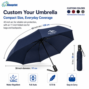 Ombrello Pieghevole Automatico a 3 Sezioni di Alta Qualità, Portatile, Impermeabile, Compatto da Viaggio, Personalizzabile con Logo - Product Image 3