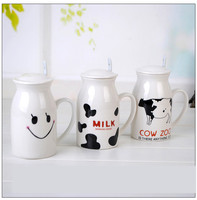Mug à lait en céramique en forme de vache mignonne pour enfants, grande capacité, compatible lave-vaisselle et micro-ondes, vente en gros