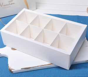IMEE – boîte blanche de luxe haut de gamme, élégante, feuille d'or 8 grilles, grand papier <span class=keywords><strong>Macaron</strong></span>, boîte cadeau avec sac - Product Image 1